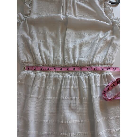 Avec Les Filles Dress Tonal Stripes Ruffles Spring Summer Romantic White Size 10 - Picture 12 of 13